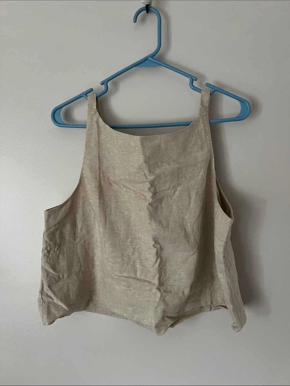 GAP Linen Blend Cropped Tank in Light Tan